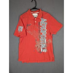 Vintage Aeropostale Polo Rugby Shirt Men's Size XL Red Y2K